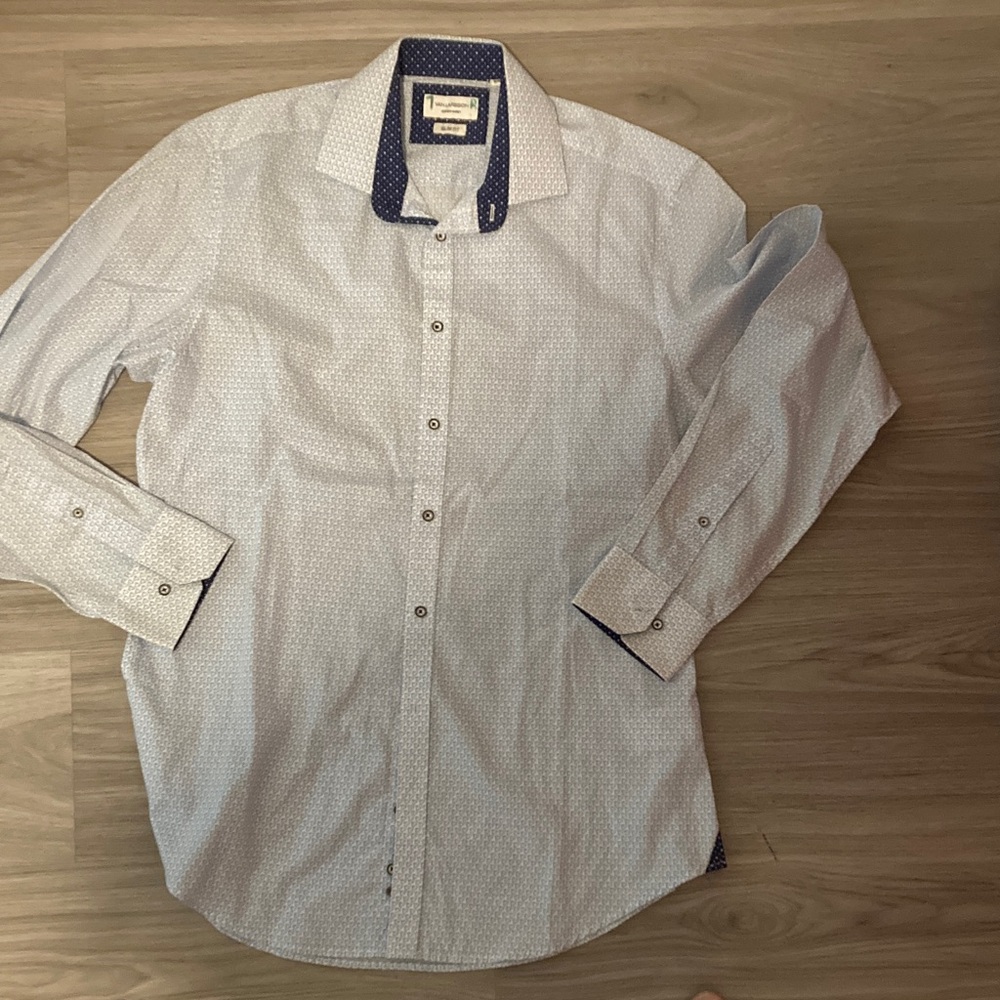 Calvin Klein White and Navy Dress Shirt